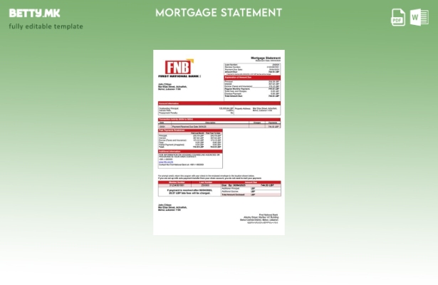 модерен стил Либан Прва изјава за хипотека на Народната банка Шаблон за Word и P